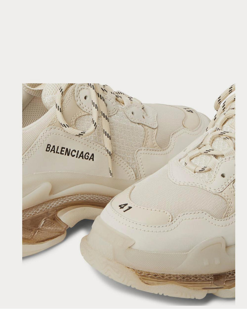 Balenciaga Triple S Clear Sole Mesh, Nubuck and Leather  Ecru low top sneakers - 5