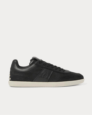 Tod's Leather and Suede-Trimmed Nubuck  Black low top sneakers
