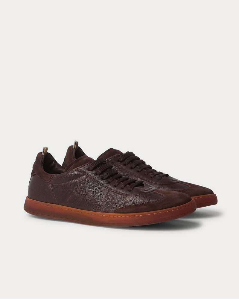 Officine Creative Kombo Nubuck-Trimmed Leather  Dark brown low top sneakers - 2