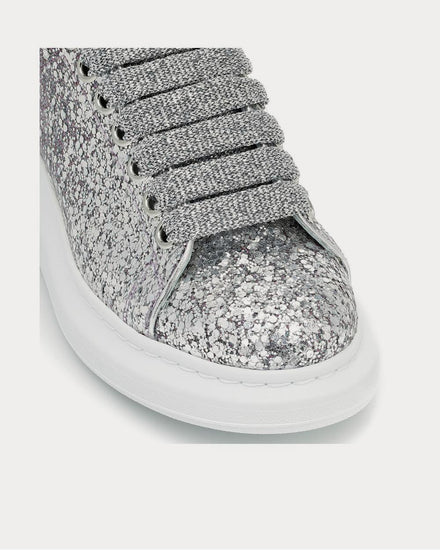 McQueen Leather-trimmed Silver Glitter Low Top Sneakers - 4