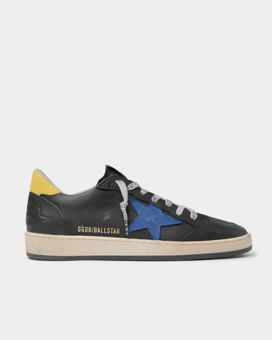 Golden Goose Ball Star Distressed Lizard-Effect Leather  Black low top sneakers