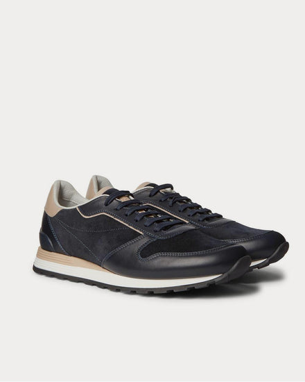Brunello Cucinelli Suede and Leather  Navy low top sneakers - 2