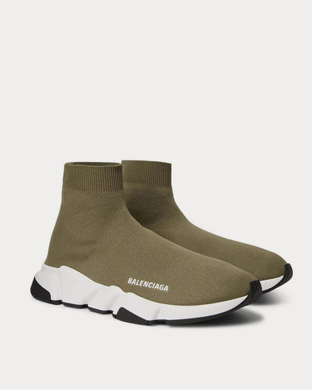 Balenciaga Men's Speed Sock Stretch-Knit Slip-On Green high top
