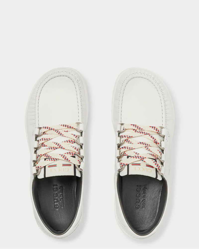 Gucci Striped Webbing-Trimmed Leather  White low top sneakers - 6