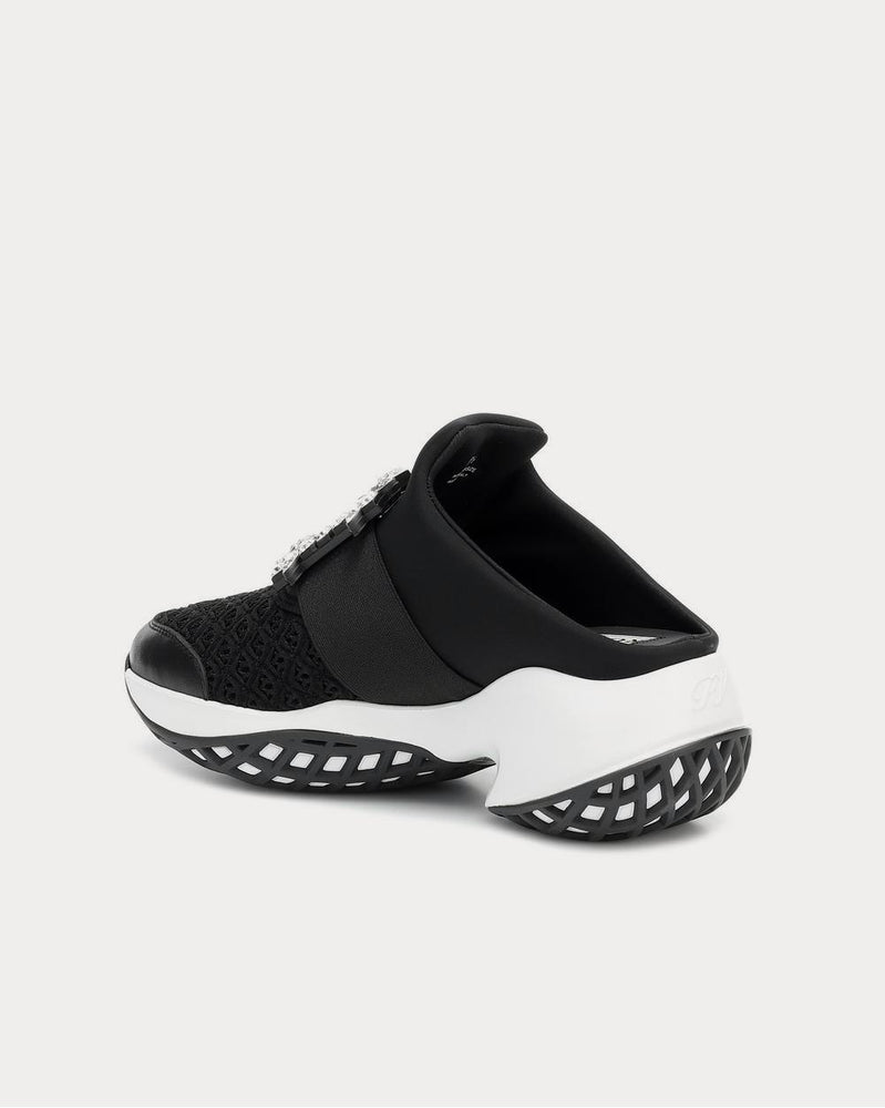 Roger Vivier Viv' Run Strass Buckle Black Slip On Sneakers - 3