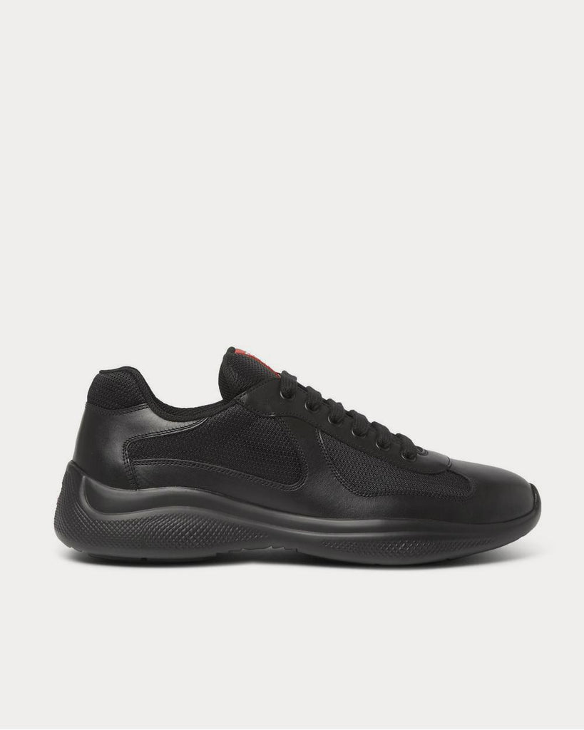 Prada America's Cup Leather and Mesh Black low top sneakers 