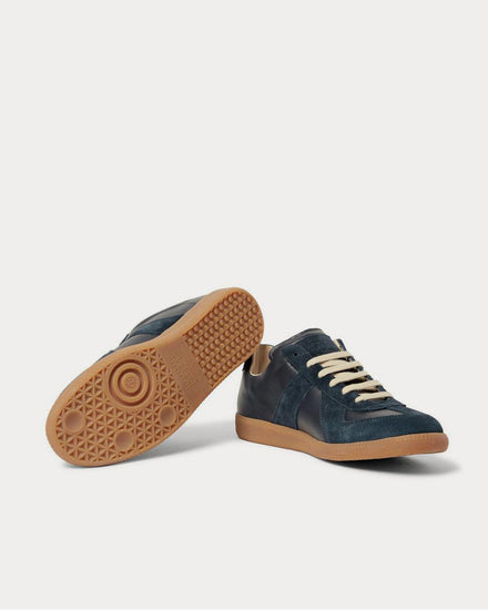 Maison Margiela Replica Suede and Leather  Navy low top sneakers - 3
