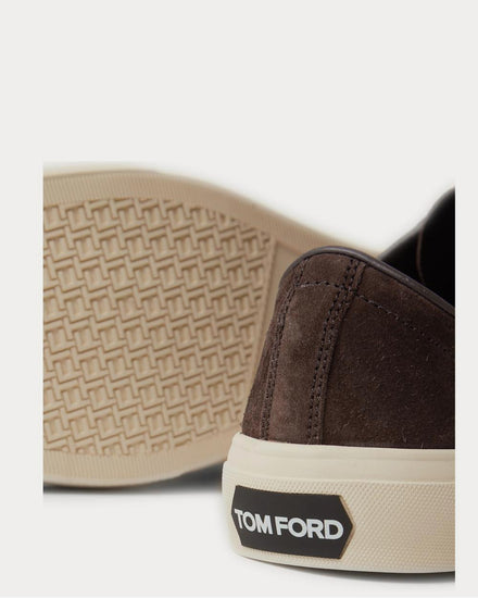 Tom Ford Cambridge Leather-Trimmed Suede  Dark brown low top sneakers - 4