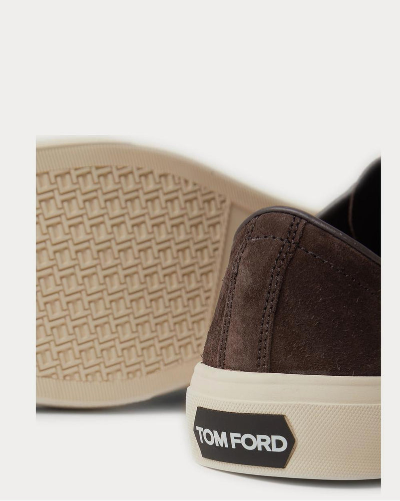 Tom Ford Cambridge Leather-Trimmed Suede  Dark brown low top sneakers - 4