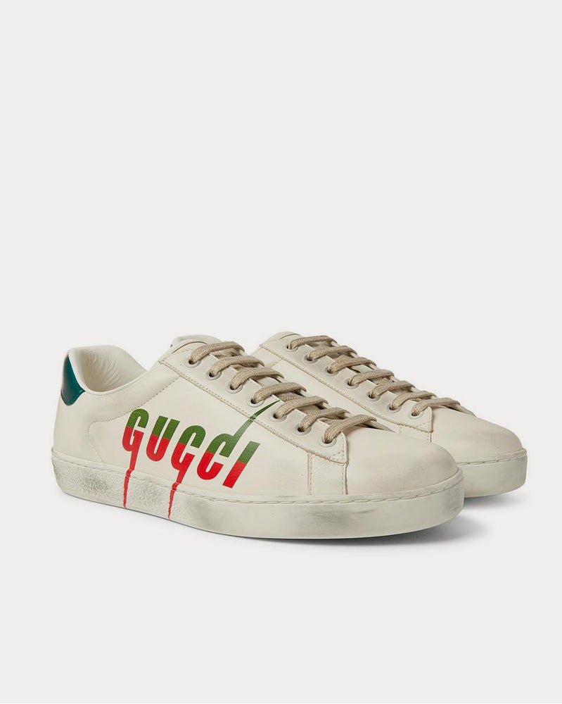Gucci Ace Distressed Leather  Off-white low top sneakers - 2