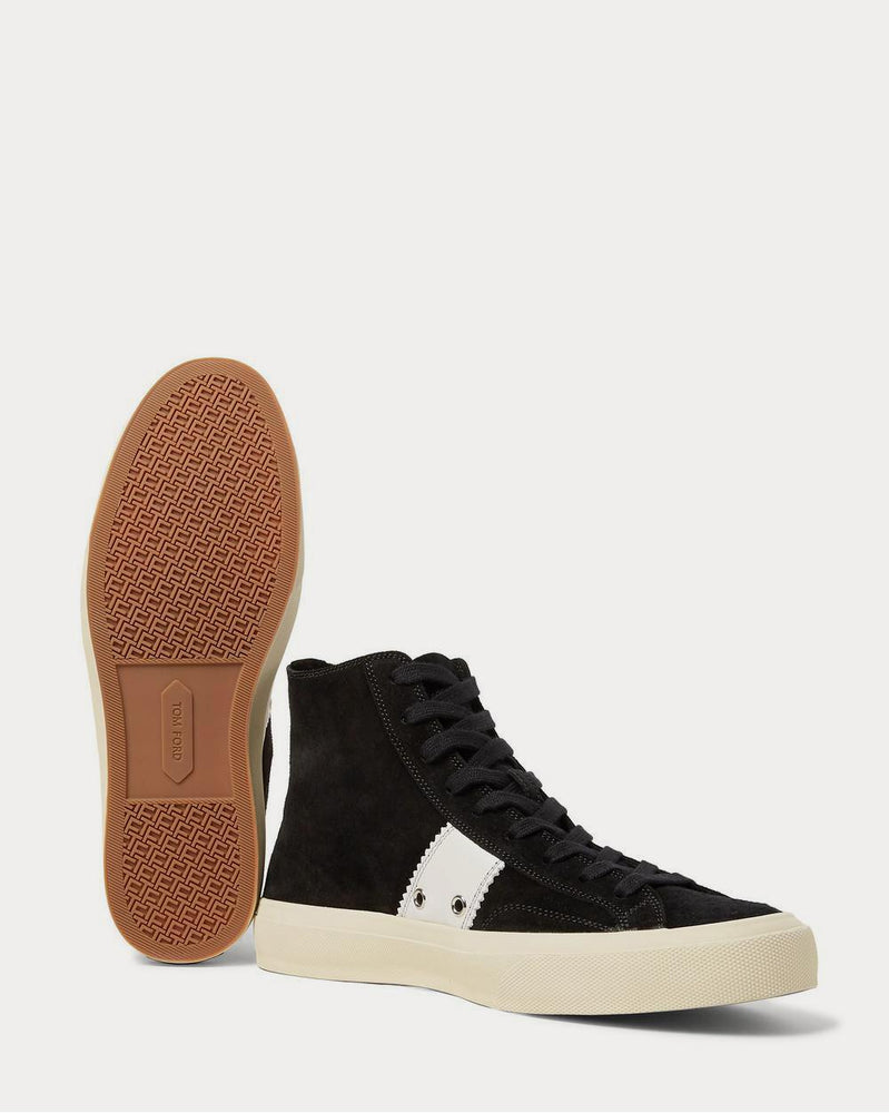 Tom Ford Cambridge Leather-Trimmed Suede High-Top  Black high top sneakers - 3