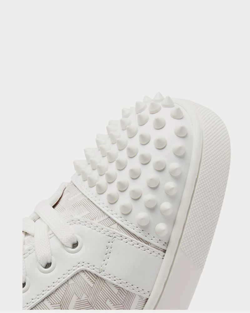 Christian Louboutin Louis Junior Spikes Printed Leather  White low top sneakers - 5