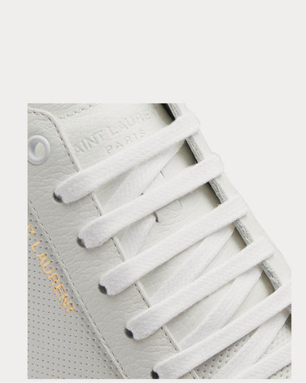 Saint Laurent SL/10 Suede-Trimmed Perforated Leather  White low top sneakers - 4