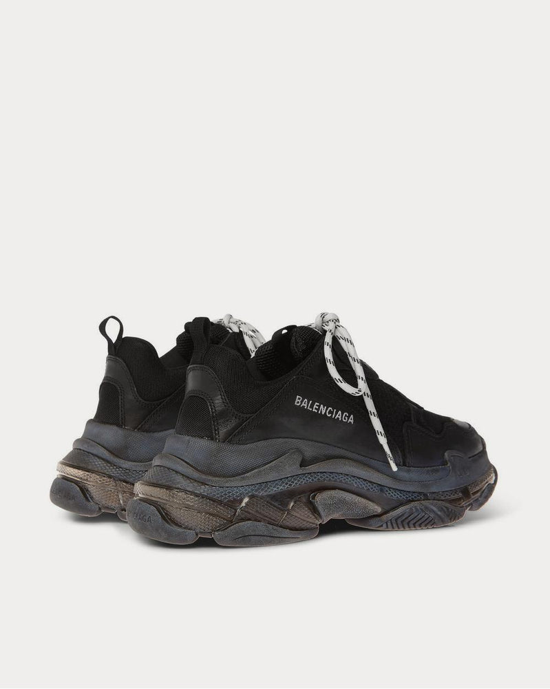 Balenciaga Triple S Clear Sole Mesh, Nubuck and Leather  Black low top sneakers - 4