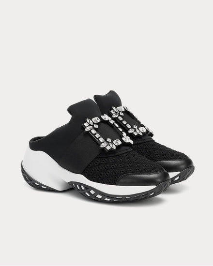 Roger Vivier Viv' Run Strass Buckle Black Slip On Sneakers - 2