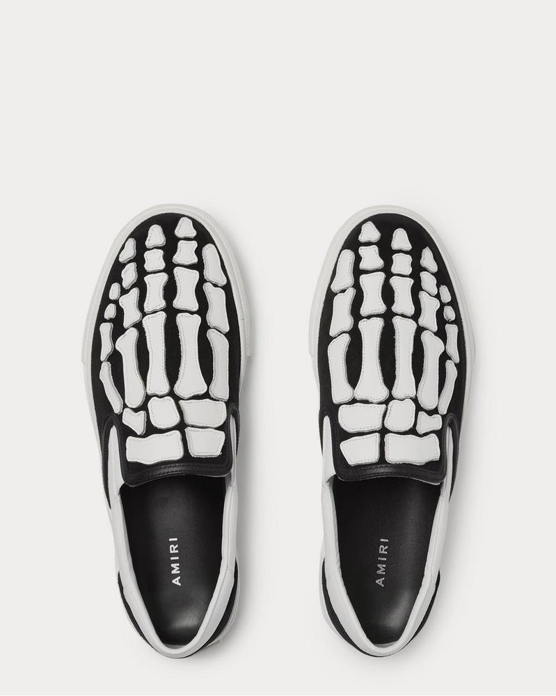 AMIRI Men's Skel Toe Leather-Appliquéd Canvas and Suede Slip-On