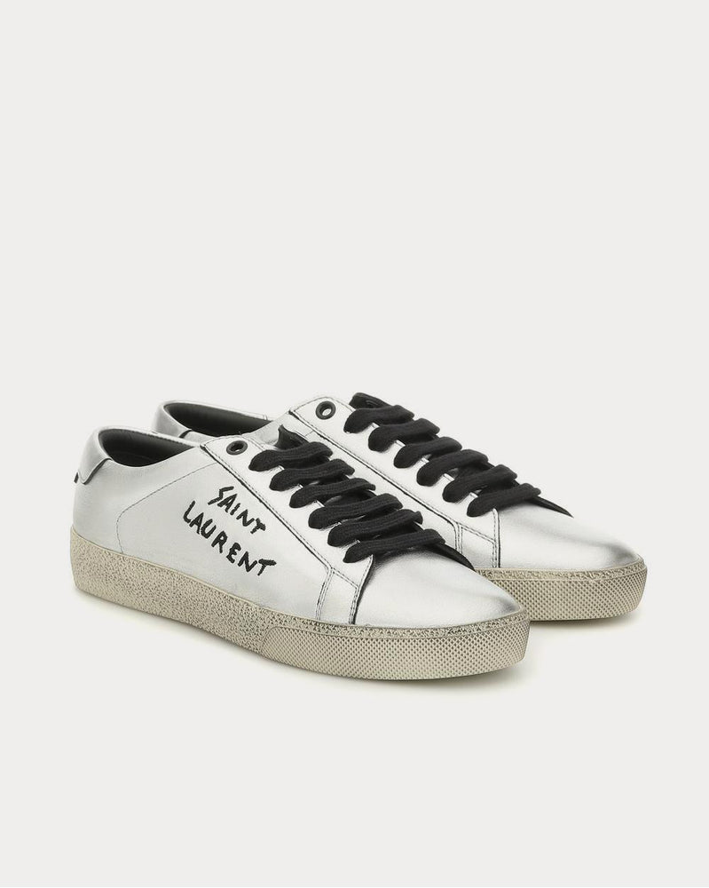 Saint Laurent Court Classic SL/06 leather Silver Low Top Sneakers - 2