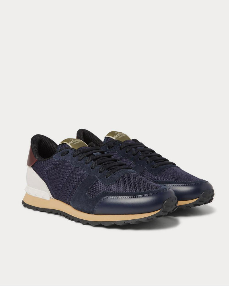Valentino Rockrunner Mesh, Leather and Suede  Navy low top sneakers - 2
