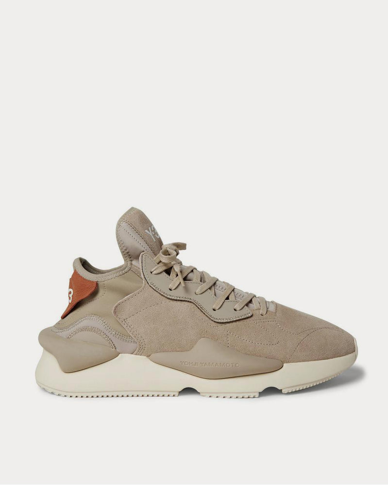 Y-3 Kaiwa Leather-Trimmed Suede and Neoprene  Taupe low top sneakers - 1