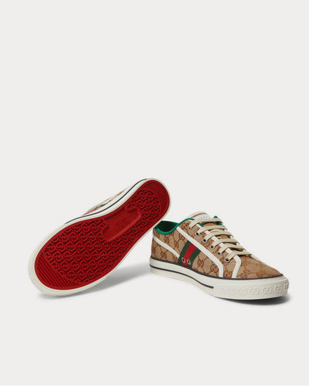 Gucci Mignon Webbing-Trimmed Jacquard  Brown low top sneakers - 3
