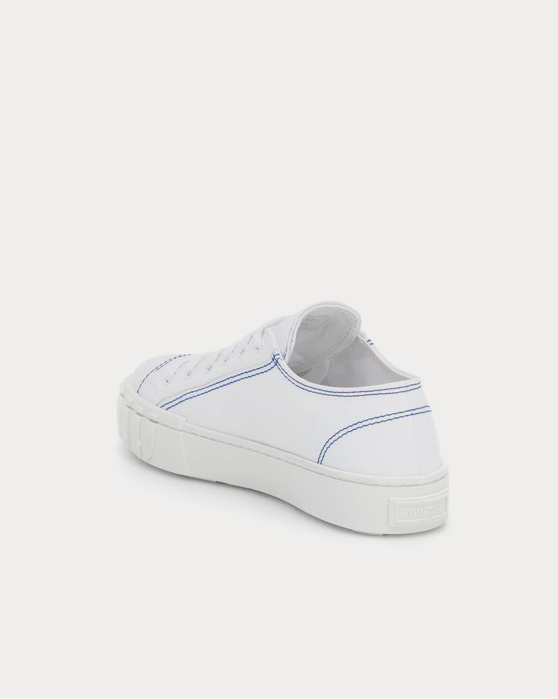 Miu Miu Canvas Bianco+Bluette Low Top Sneakers - 3