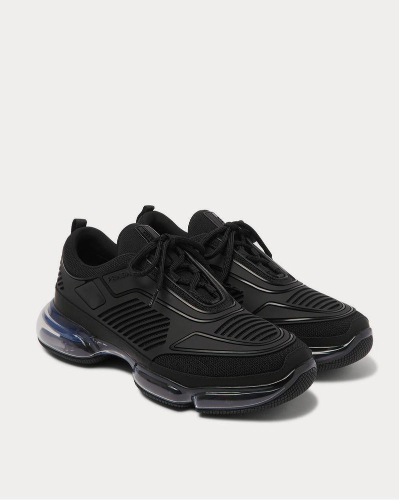 Prada Cloudburst Air Leather-Trimmed Rubber and Mesh  Black low top sneakers - 2