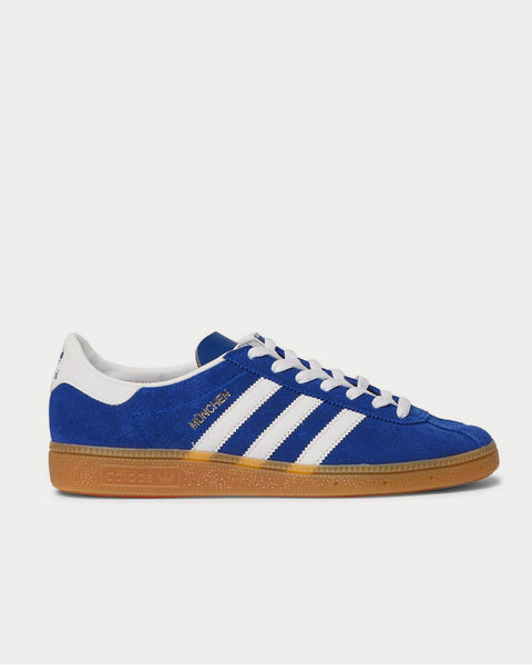 München Leather-Trimmed Brushed-Suede  Blue low top sneakers