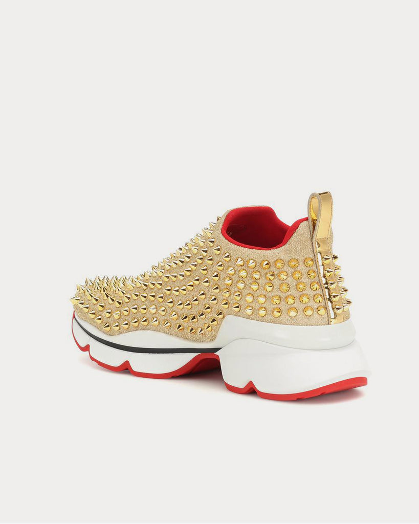 Christian Louboutin Spike Sock Donna Gold Low Top Sneakers - Sneak