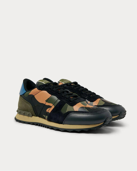 Valentino Rockrunner Camouflage-Print Canvas, Leather and Suede  Multi low top sneakers - 2