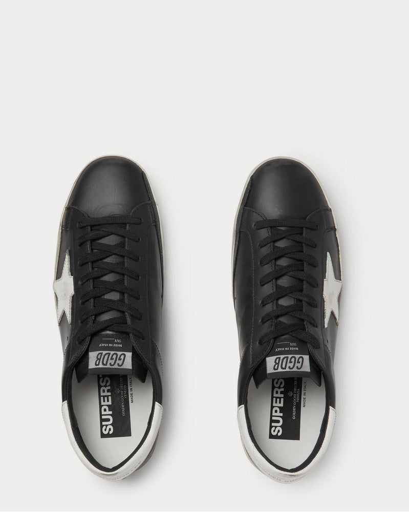 Golden Goose Superstar Distressed Leather and Suede  Black low top sneakers - 6