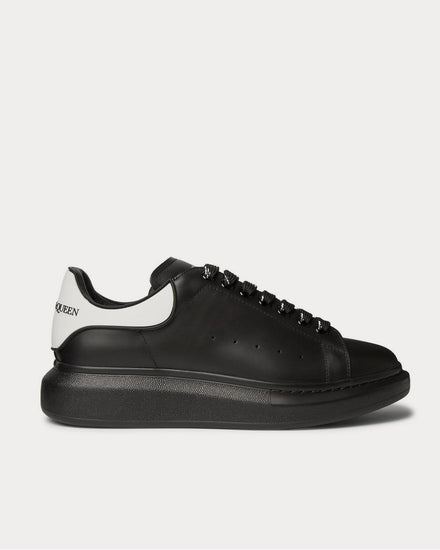 McQueen Exaggerated-Sole Rubber-Trimmed Leather  Black low top sneakers - 1