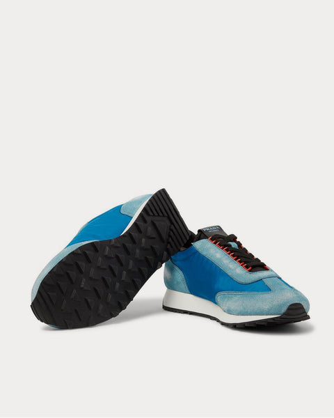 Milano 70 Nylon and Suede  Light blue low top sneakers