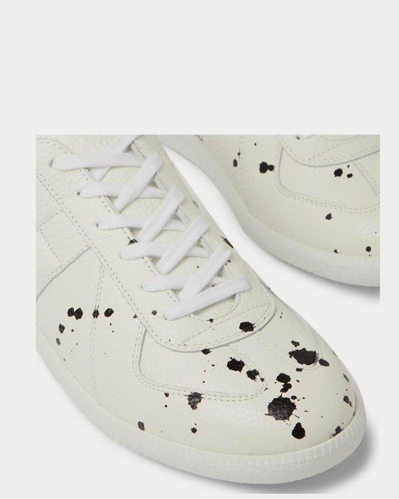 Maison Margiela Replica Paint-Splattered Full-Grain Leather  White low top sneakers - 4