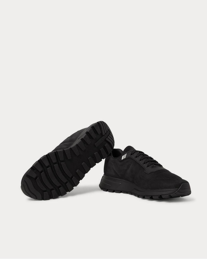 Prada Match Race Rubber-Trimmed Nubuck  Black low top sneakers - 3