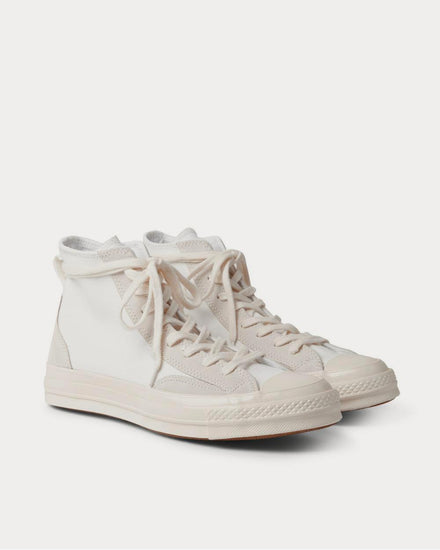 Converse Chuck 70 Final Club Suede-Trimmed Organic Canvas  White high top sneakers - 2