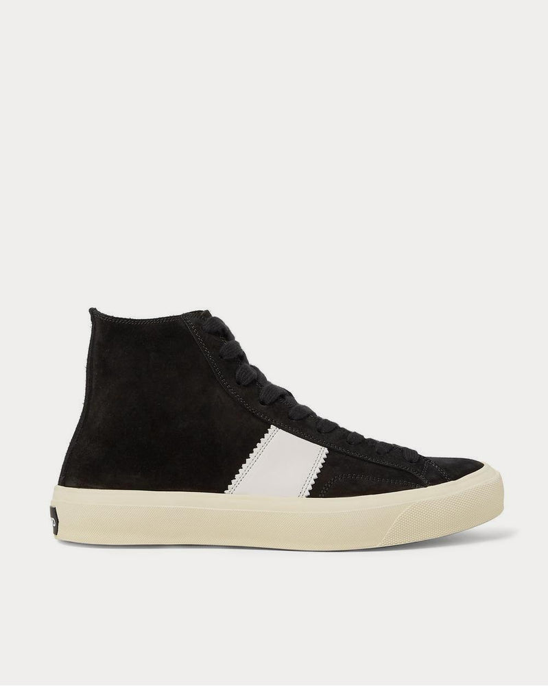 Tom Ford Cambridge Leather-Trimmed Suede High-Top  Black high top sneakers - 1