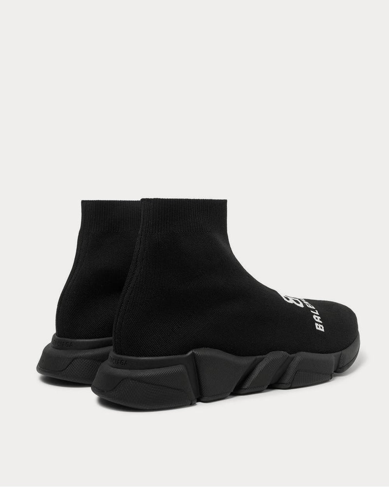 Balenciaga Speed Sock Logo-Print Stretch-Knit Slip-On  Black high top sneakers - 4