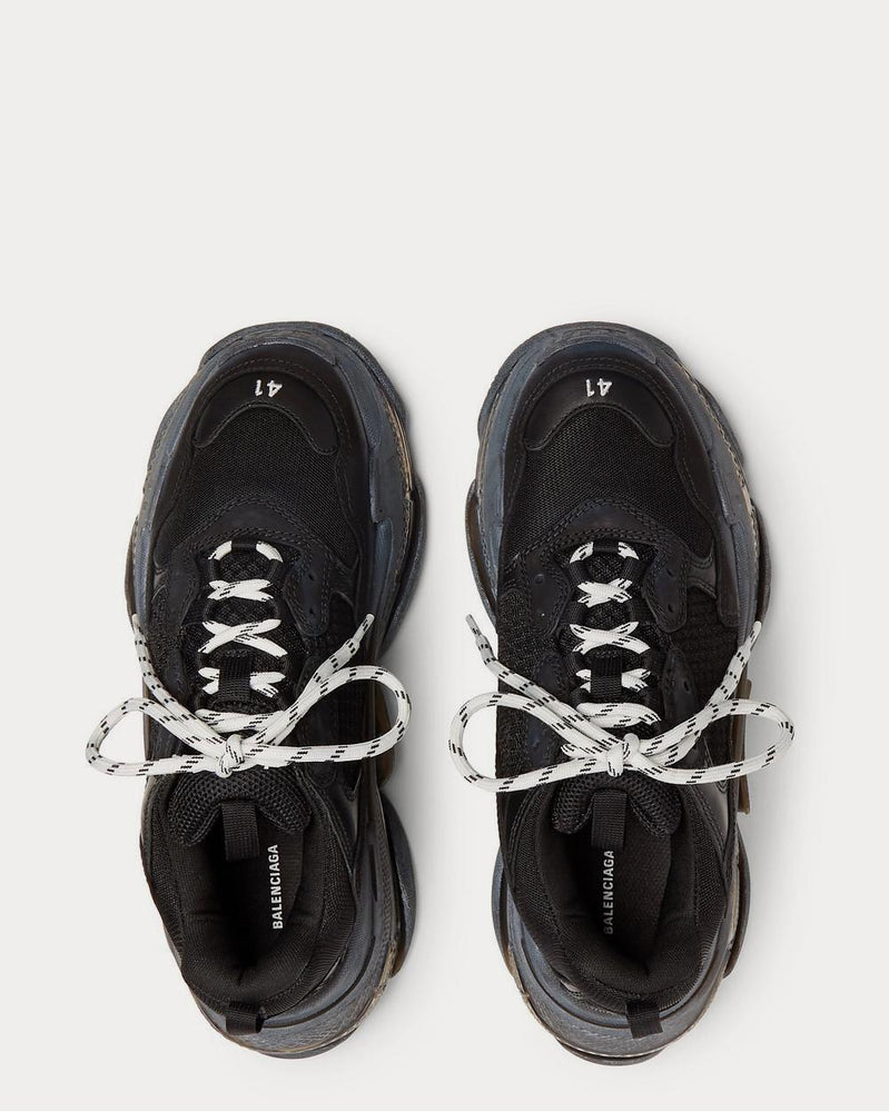 Balenciaga Triple S Clear Sole Mesh, Nubuck and Leather  Black low top sneakers - 6