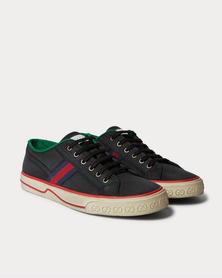 Gucci Distressed Canvas and Webbing  Black low top sneakers - 2