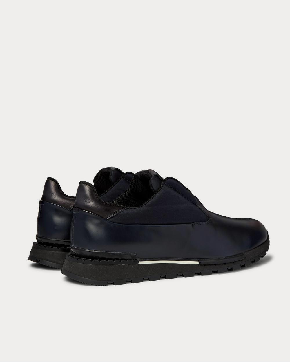 Berluti - Fast Track Torino Leather and Neoprene  Navy low top sneakers