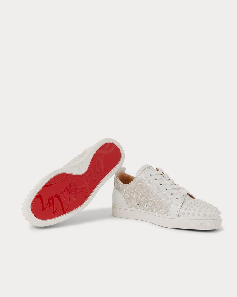 Christian Louboutin Louis Junior Spikes Printed Leather  White low top sneakers - 3