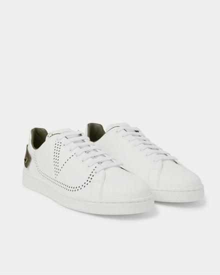 Valentino Backnet Perforated Leather  White low top sneakers - 2