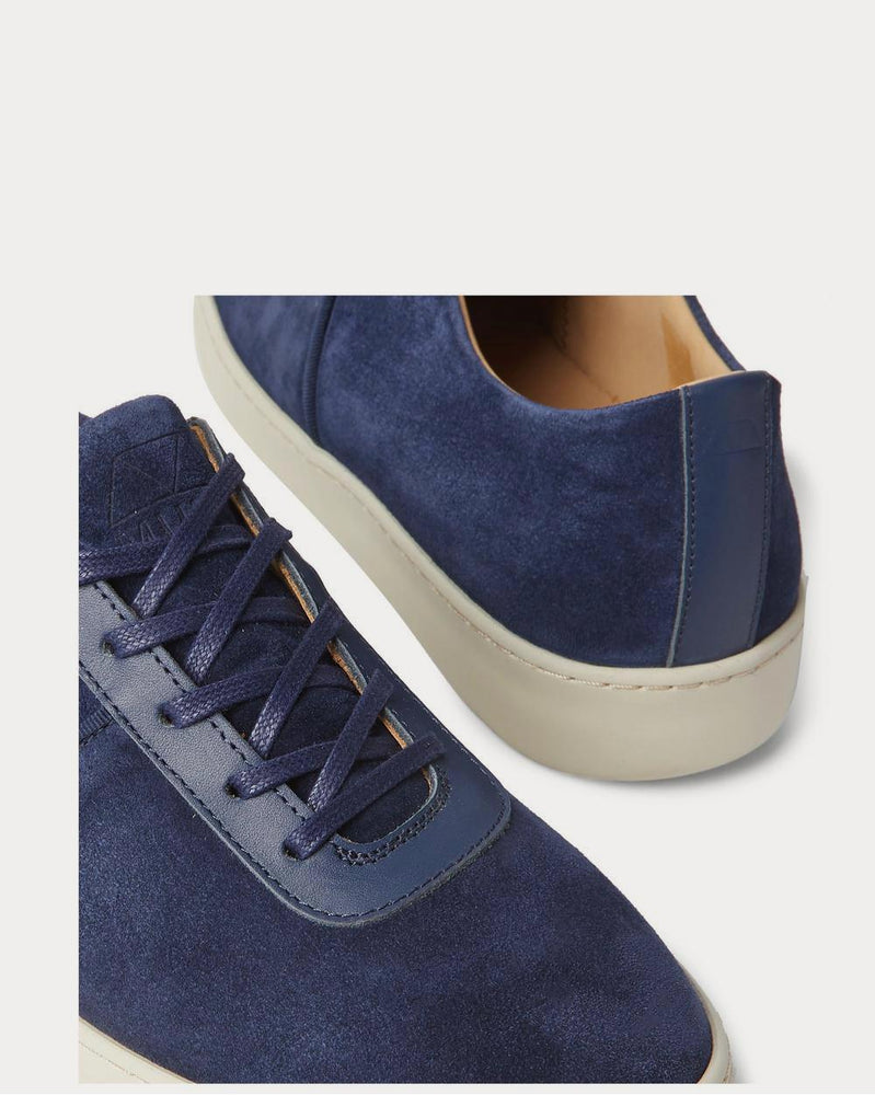 Mulo Leather-Trimmed Suede  Navy low top sneakers - 5