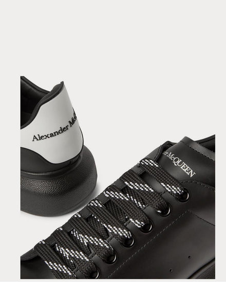 McQueen Exaggerated-Sole Rubber-Trimmed Leather  Black low top sneakers - 4