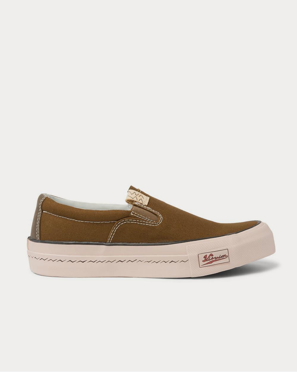 Visvim Men's Skagway Leather-Trimmed Canvas Slip-on Green low top