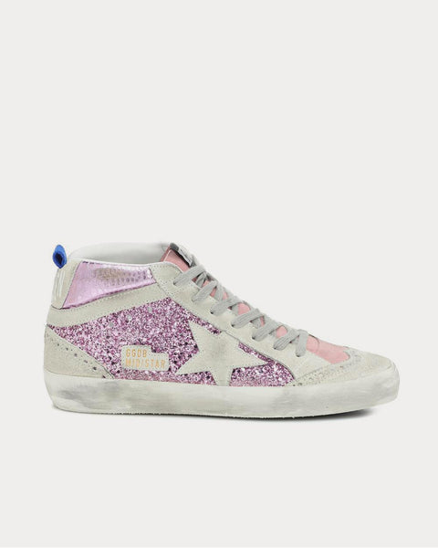 Mid Star embellished Pink Glitter High Top Sneakers