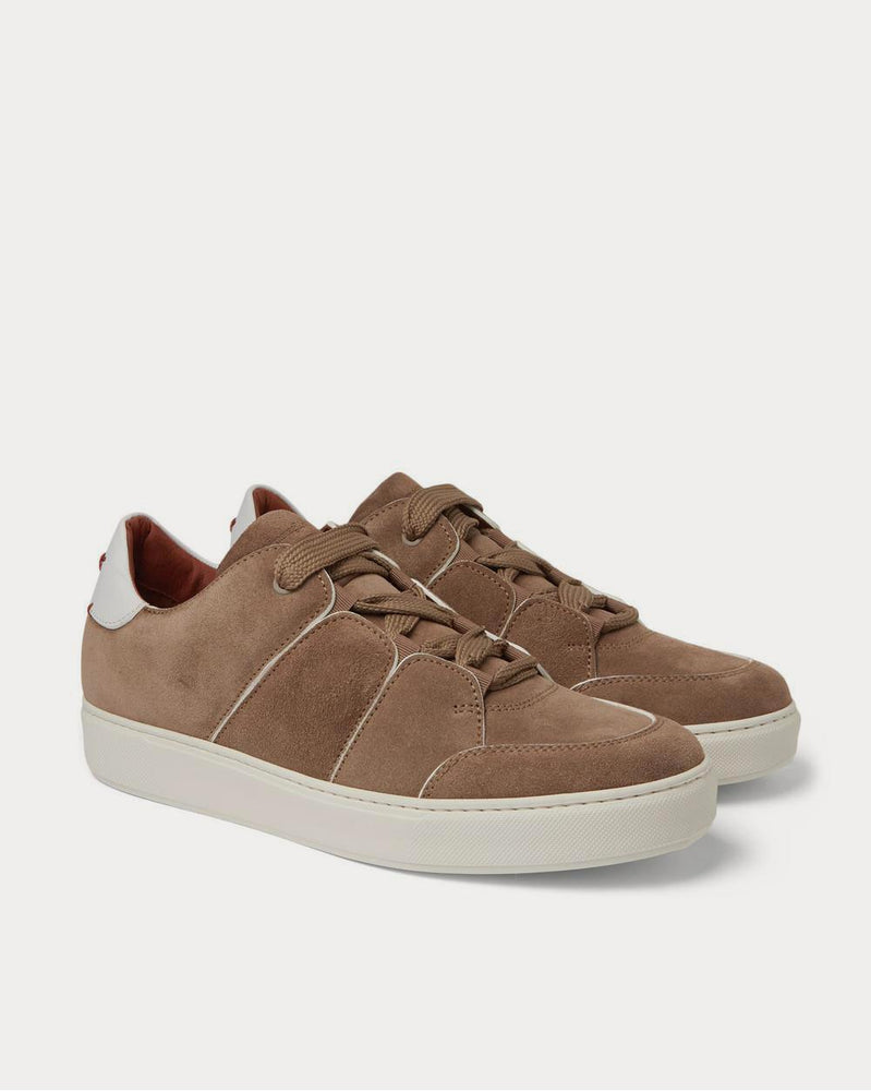 Ermenegildo Zegna Tiziano Leather-Trimmed Suede  Light brown low top sneakers - 2