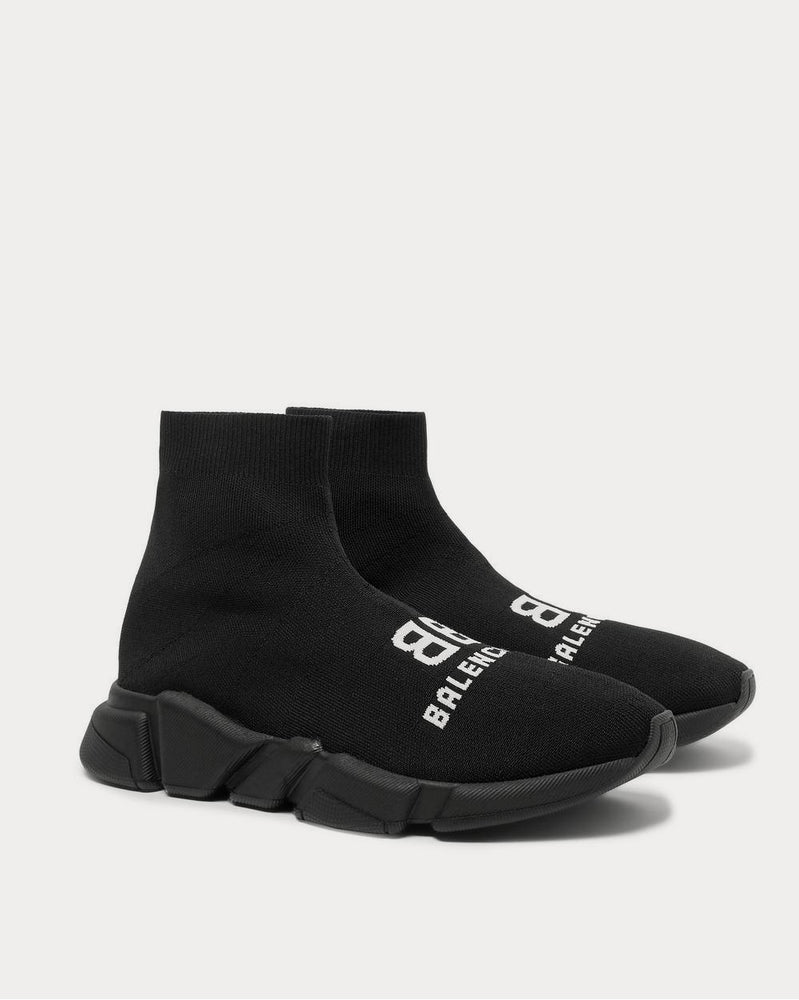 Balenciaga Speed Sock Logo-Print Stretch-Knit Slip-On  Black high top sneakers - 2
