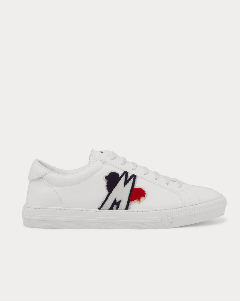 Moncler New Monaco Logo-Appliquéd Leather  White low top sneakers - 1