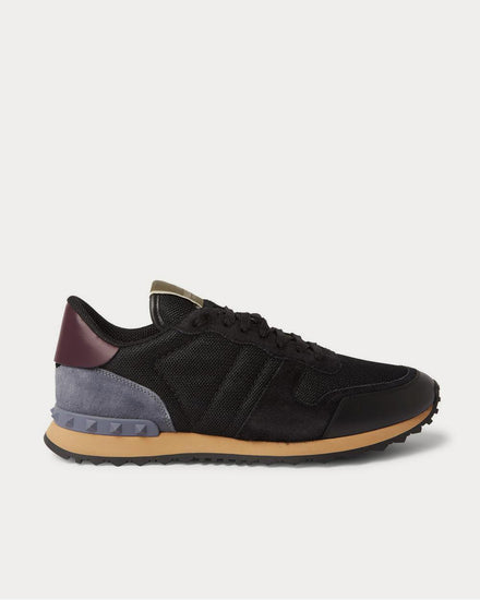 Valentino Rockrunner Mesh, Leather and Suede  Black low top sneakers - 1